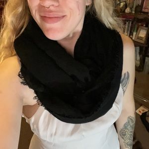 Black frayed infinity scarf